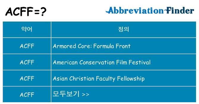acff 대 한 무엇을 서가