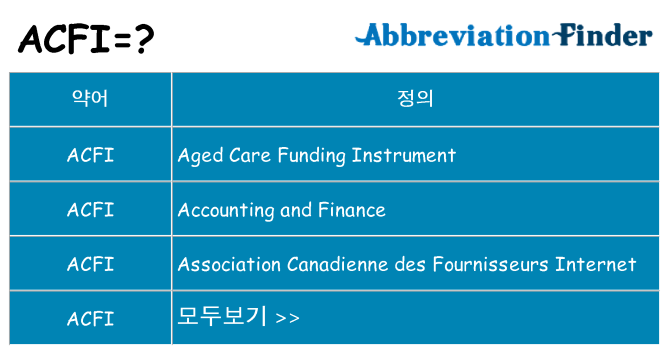 acfi 대 한 무엇을 서가