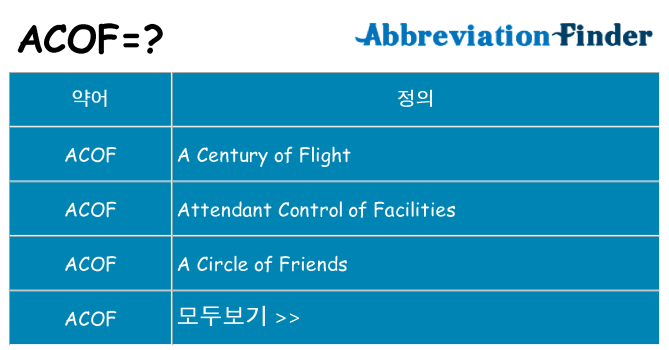 acof 대 한 무엇을 서가