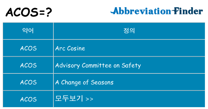 acos 대 한 무엇을 서가