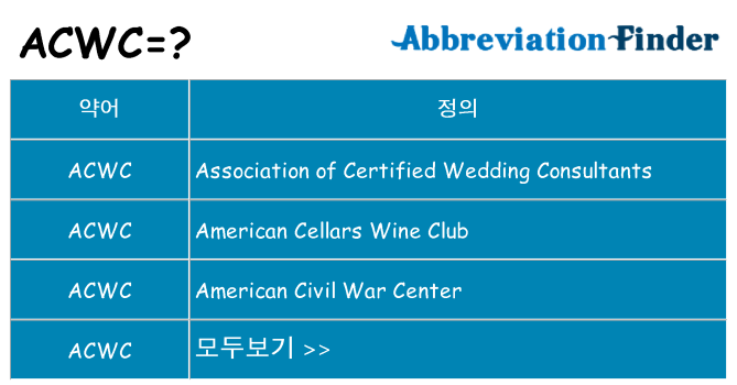 acwc 대 한 무엇을 서가