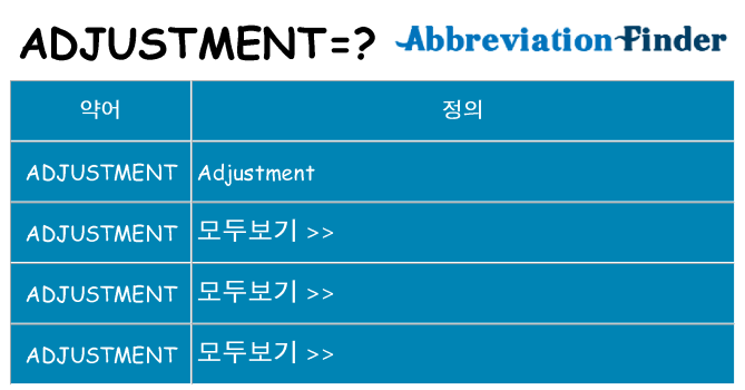 adjustment 대 한 무엇을 서가