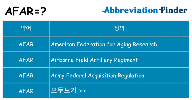 afar 대 한 무엇을 서가