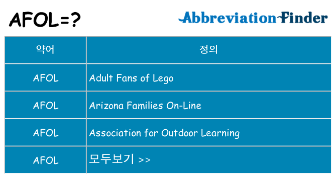 afol 대 한 무엇을 서가