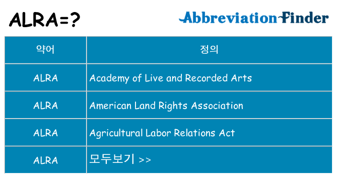 alra 대 한 무엇을 서가