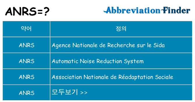 anrs 대 한 무엇을 서가