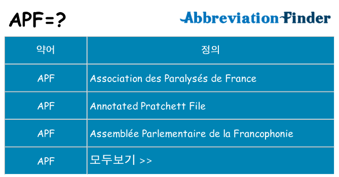 apf 대 한 무엇을 서가