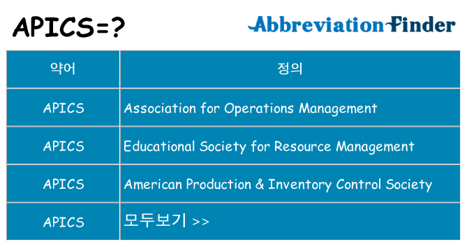 apics 대 한 무엇을 서가
