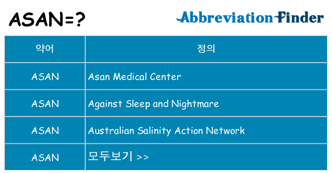 asan 대 한 무엇을 서가