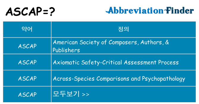 ascap 대 한 무엇을 서가
