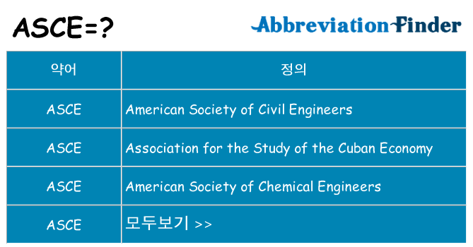 asce 대 한 무엇을 서가