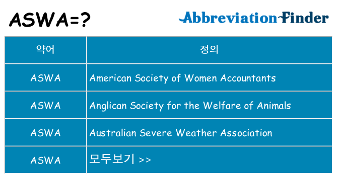 aswa 대 한 무엇을 서가
