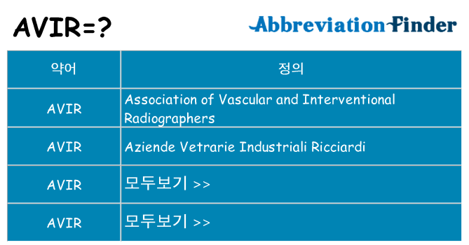 avir 대 한 무엇을 서가