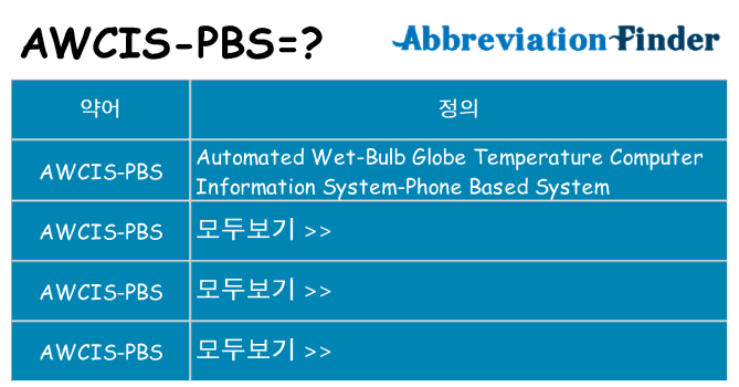awcis-pbs 대 한 무엇을 서가