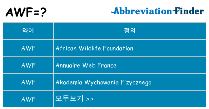 awf 대 한 무엇을 서가