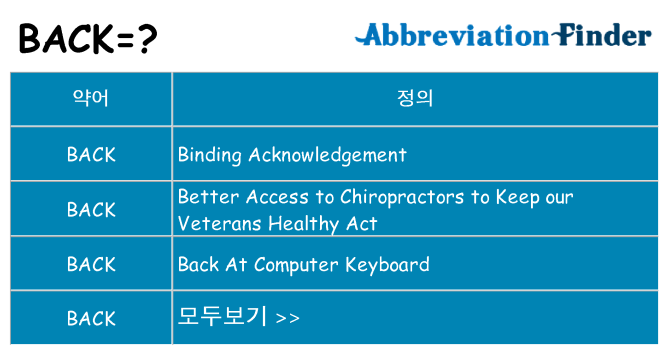 back 대 한 무엇을 서가