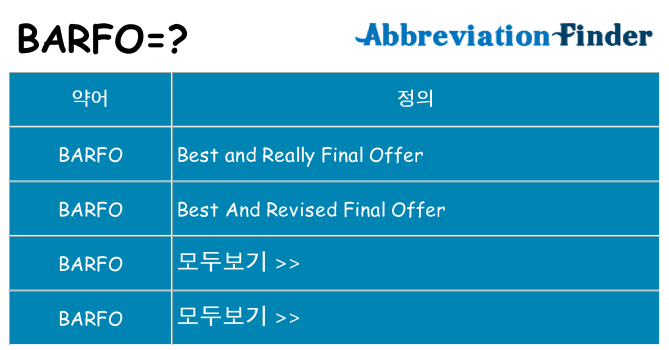 barfo 대 한 무엇을 서가