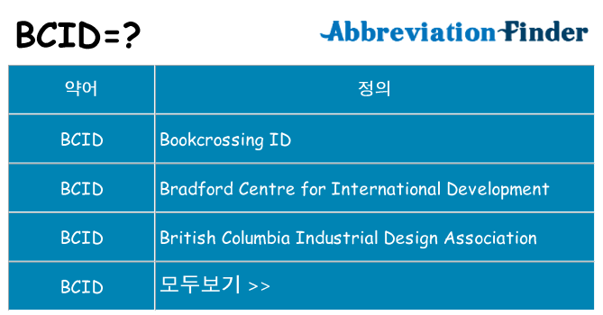 bcid 대 한 무엇을 서가