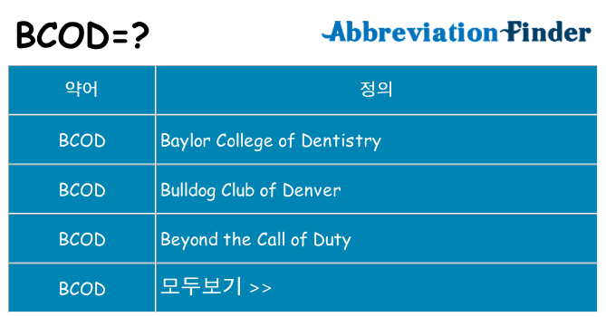 bcod 대 한 무엇을 서가
