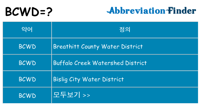 bcwd 대 한 무엇을 서가