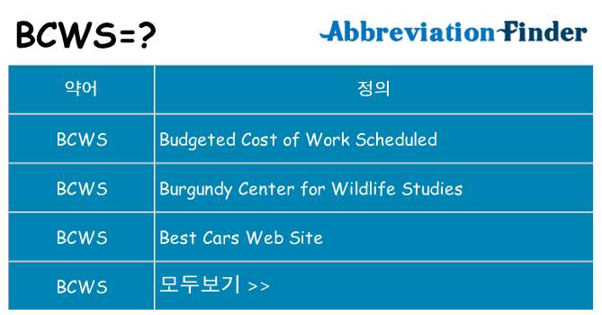bcws 대 한 무엇을 서가