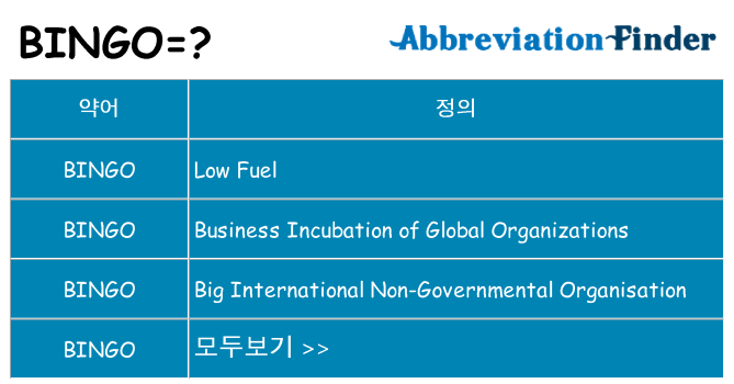 bingo 대 한 무엇을 서가
