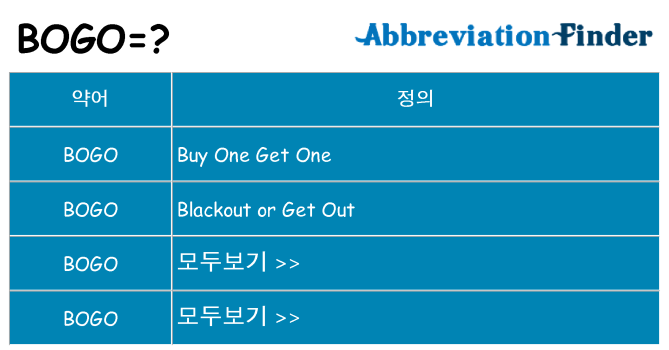 bogo 대 한 무엇을 서가