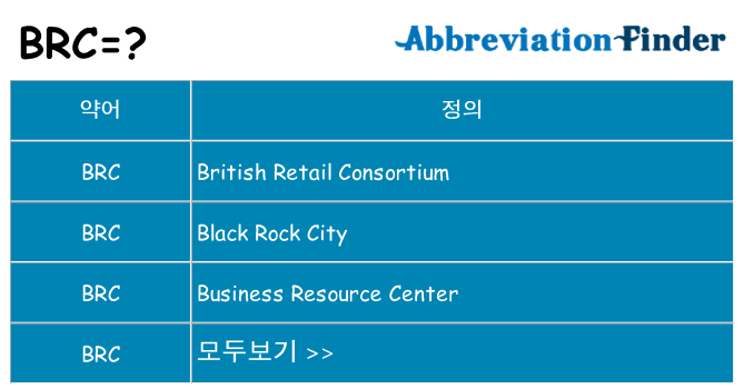 brc 대 한 무엇을 서가