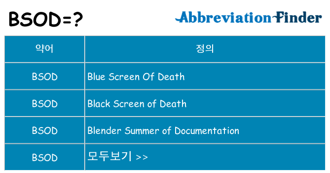 bsod 대 한 무엇을 서가