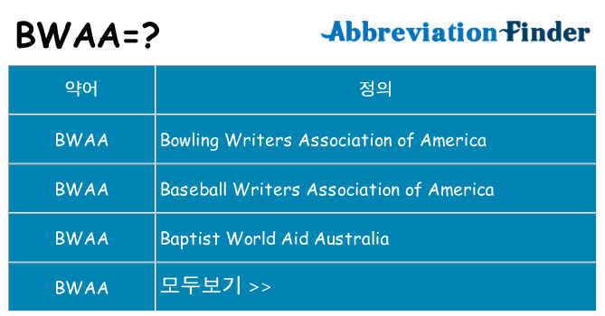 bwaa 대 한 무엇을 서가