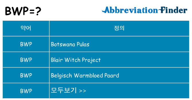 bwp 대 한 무엇을 서가