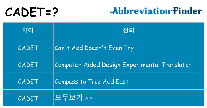 cadet 대 한 무엇을 서가