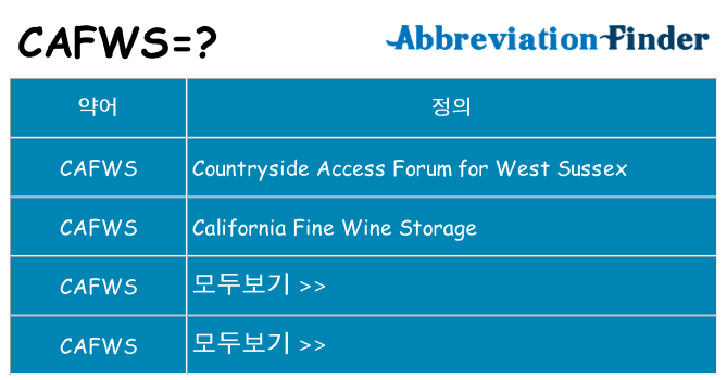 cafws 대 한 무엇을 서가