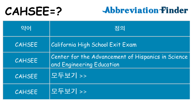 cahsee 대 한 무엇을 서가