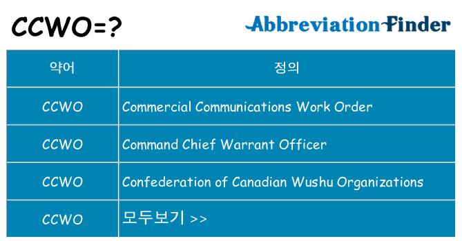 ccwo 대 한 무엇을 서가