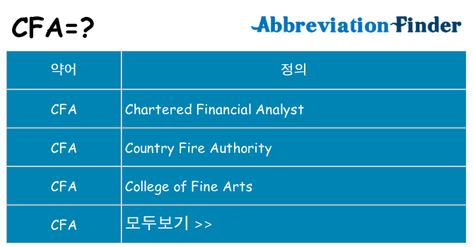 cfa 대 한 무엇을 서가