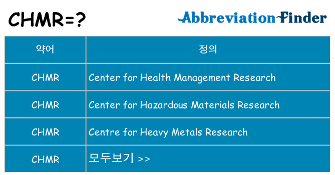 chmr 대 한 무엇을 서가