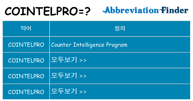 cointelpro 대 한 무엇을 서가