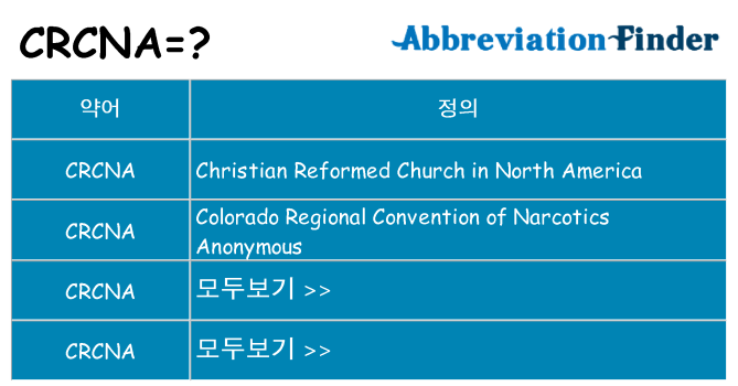 crcna 대 한 무엇을 서가