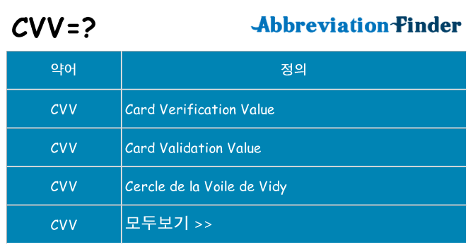 cvv 대 한 무엇을 서가