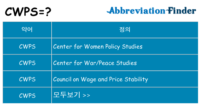 cwps 대 한 무엇을 서가