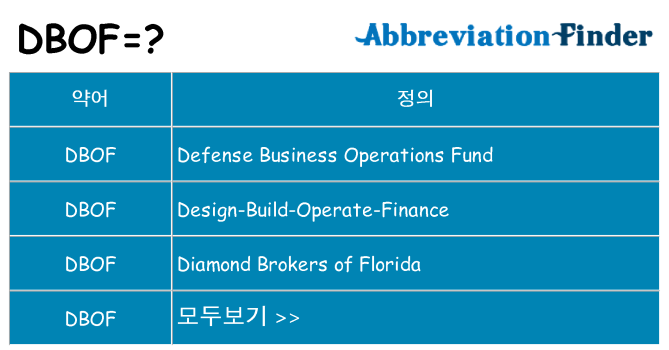dbof 대 한 무엇을 서가