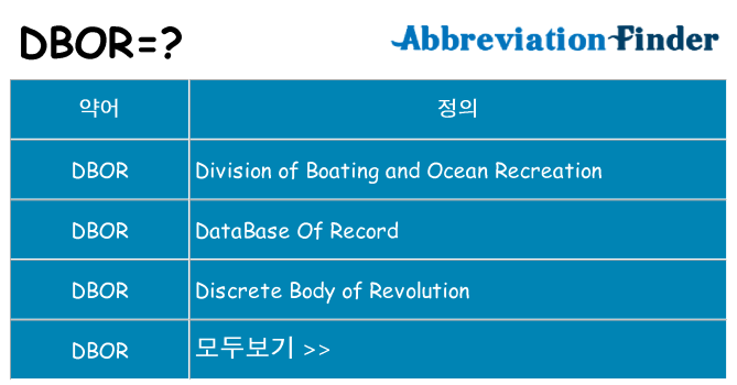 dbor 대 한 무엇을 서가