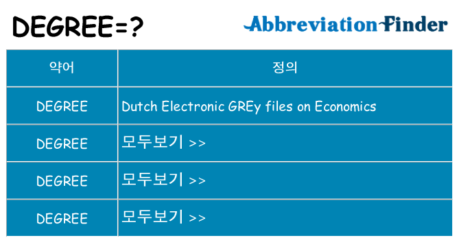 degree 대 한 무엇을 서가