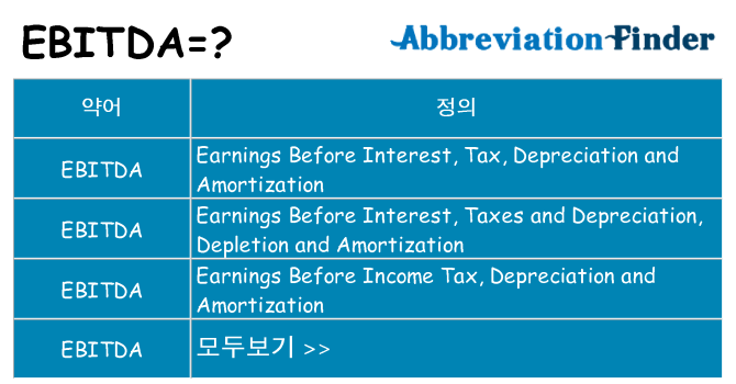 ebitda 대 한 무엇을 서가