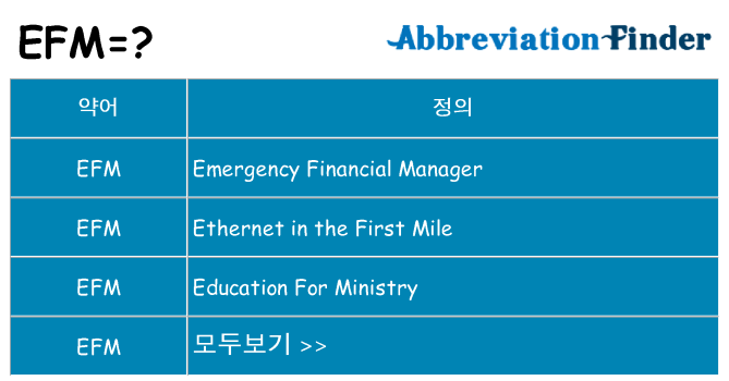 efm 대 한 무엇을 서가