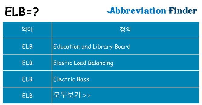 elb 대 한 무엇을 서가