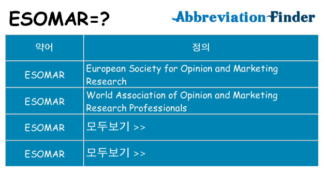 esomar 대 한 무엇을 서가