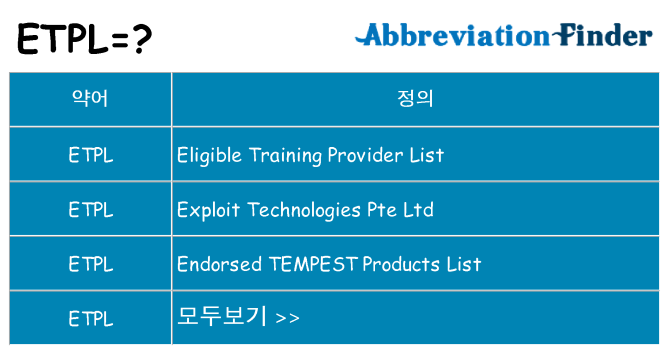etpl 대 한 무엇을 서가