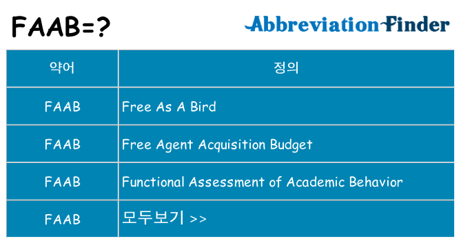 faab 대 한 무엇을 서가